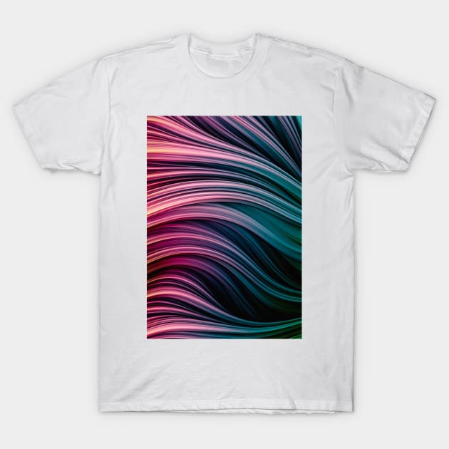 Hot Pink and Dark Blue Abstract Art Strands T-Shirt by love-fi